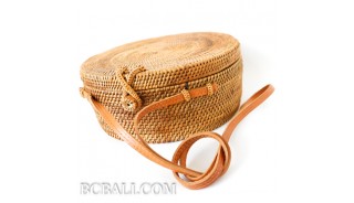 Large size circle handbag ata grass rattan hand woven handmade bali